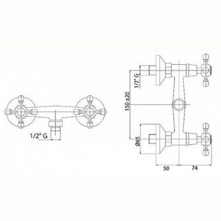 Смеситель для душа, золото Cezares GOLF-DS-03/24